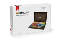 KINGART 125 Artist Soft Pastels, Set of 72 Unique Colors, Espresso Stained Hardwood Case, Silver Hinges/Clasp