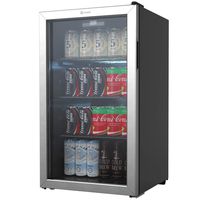 Vremi 130 Can Beverage Refrigerator and Cooler - 3.6 cu. ft, Capacity Mini Fridge with Glass Door for Soda Beer or Wine - Small Drink Dispenser Machine for Office or Bar with Removable Shelves