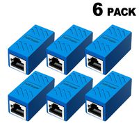 Network Coupler, Ethernet Cable Extender Female to Female, Cat6 Inline Couplerin, Cat5 Connectors, for Cat7/Cat6/Cat5/Cat5e Ethernet Extension Cable (6Pack Blue)
