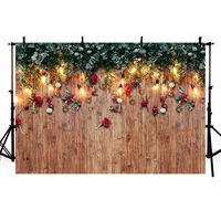 MEHOFOTO Bridal Shower Weddind Photo Studio Background Valentine's Day Rustic Wood Red Floral Bulbs Girl Birthday Baby Shower Party Decoration Banner Backdrops for Photography 7x5ft