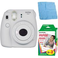 Fujifilm Instax Mini 9 (Smokey White) w/ Instax Mini Film (20 Sheets)