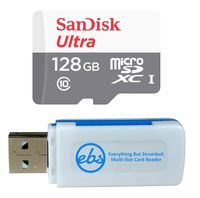 SanDisk Ultra 128GB microSDXC Memory Card Bundle 80MB/s UHS-I Class 10 SDSQUNS-128G-GN6MN with (1) Everything But Stromboli (TM) Multi-Slot Micro and SD Card Reader