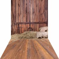 KonPon Farm Backdrop Autumn Haystack Wood Vinyl Photography Backdrops Photo Props Woods Backdrop Newnorn Shoot Background KP-115
