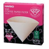 Hario VCF-02-40M V60 Paper Coffee Filters, Size 02, Natural, Untabbed