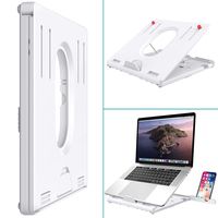 Foldable Laptop Stand Holder,Klearlook 8 Adjustable Height and Angle Portable Ventilated Laptop Riser Cooling Pad with Phone Holder,Ergonomic Tray Mount for Laptop/Notebook/Tablet Computer