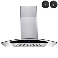 AKDY 30 in. Convertible Kitchen Wall Mount Range Hood in Stainless Steel with Tempered Glass, Touch Control and Carbon Filters