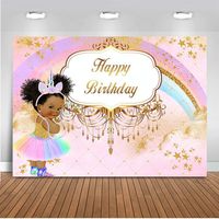 Mehofoto Royal Princess Birthday Backdrop Pink Unicorn Rainbow Birthday Photography Background 7x5ft Vinyl Little Princess Birthday Party Banner Decoration Backdrops
