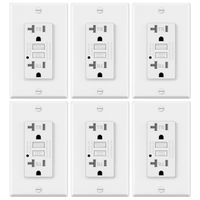 6 Pack - ELECTECK GFCI Outlets, Tamper-Resistant (TR) GFI Receptacles with LED Indicator, 20A/125V/2500W, Decorator Wall Plates and Screws Included, ETL Certified, White