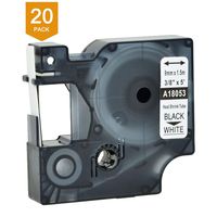 Nineleaf 20 PK Compatible for DYMO 18053 Rhino Heat Shrink Tube Industry Label Tape 3/8" x 5ft Black on White for LabelWriter and Industrial Label Maker Rhino 1000 3000 4200 5000 5200 6000 450 Duo