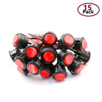 DaFuRui Round Red Rocker Switch 24V, 15PCs Mini 2 Position ON/Off Switch SPST Red Button with Wire