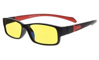Eyekepper Yellow Tinted Lens 94% Blue Light Blocking Computer Glasses (Black/Red Arm +1.50)