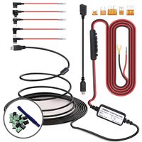 SHISHUO Dash Cam Hardwire Kit - Mini USB and Micro USB Port 3.5m/11.5ft Cable with LP Mini/Mini/ATO/Micro2 Fuse, 12V to 24V Input, 5V Output for Dash Cam GPS Sat-Nav with Battery Drain Protection