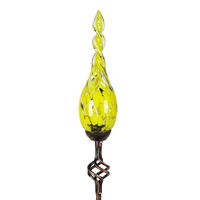 Exhart Solar Garden Stake Lights - Solar Glass Yellow Twisted Flame Garden Stakes - Handblown Glass Finial Lights, LED Accent Lights That Transform a Garden Driveway or Event (9in Glass 36in Stake)