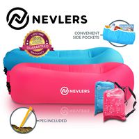 Nevlers Inflatable Lounger with Side Pockets and Matching Travel Bag - 2 Pack - Blue & Pink - Waterproof and Portable - Great and Easy to Take to The Beach, Park, Pool, and as Camping Accessories