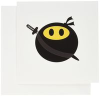 3dRose Greeting Cards, Ninja Smiley Face, Funny Masked Yellow Happy Face, Fun Cute Spy with Japanese Sword and Black Mask, Set of 6 (gc_123167_1)
