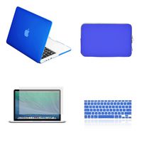 TOP CASE - 4 in 1 Essential Bundle Rubberized Hard Case + Zipper Sleeve + Keyboard Cover + Screen Protector Compatible MacBook Pro 13" Retina Display A1425 / A1502 (2012-2015 Release)- Royal Blue