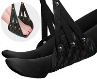 HOKEKI Portable Travel Airplane Footrest - Foot Hammock Made with Premium Foam for Flight Bus Train Office - Prevents Leg Swelling & Stiffness (Black)