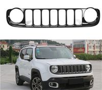 Dwindish Black ABS Car Exterior Accessories Decoration Front Grille Frame Cover Sticker Fit For Jeep Renegade 2015 Up