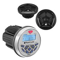 Planet Audio PGR35B 3.5" Gauge Marine Bluetooth Receiver + 6.5" Black Speakers