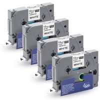 P Touch Label Tape 12mm 0.47'', Absonic Tze 231 Tape Laminated Black on White Compatible for Brother P-Touch PTD210 PTH110 PT-H100 PTD400 PDT600 PTD200, 12mm (1/2In) x 8m (26.2ft) 4-Pack