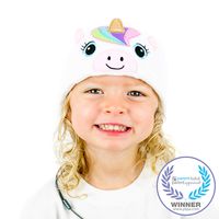 CozyPhones Kids Headphones Volume Limited with Ultra-Thin Speakers & Super Soft Fleece Headband - Perfect Toddlers & Children's Earphones for Home, School & Travel - White Rainbow Unicorn