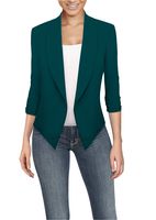 Womens Casual Work Office Open Front Blazer JK1133 Teal L