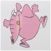 3dRose Cute Silly Happy Pink Elephant Cartoon - Greeting Cards, 6 x 6 inches, set of 6 (gc_103949_1)