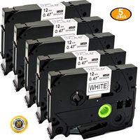 NEOUZA 5PK Compatible for Brother P-Touch TZe TZ Label Tape Cartridge 12mmx8m(TZe-N231 Non-Laminated Black on White)