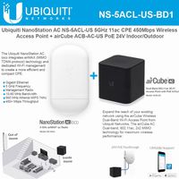 NanoStation AC loco NS-5ACL-US 5GHz 802.11ac airMAX CPE Radio 450Mbps Wireless Access Point WITH airCube ACB-AC-US airMAX 802.11ac Dual-Band Home Wireless Access Point PoE 24V Indoor