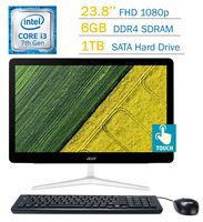 Acer Aspire Z24 All-in-One 23.8'' Touchscreen (1920x1080) LED Widescreen Desktop PC, Intel Core i3-7100T 3.4GHz 6GB DDR4 RAM 1TB HDD DVD-Writer Wireless Keyboard & Mouse Windows 10