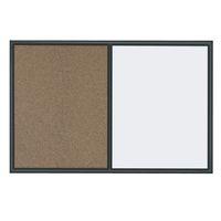 Quartet Combination Whiteboard & Corkboard, 3' x 2' Combo White Board & Cork Board, Black Frame (S563)