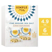 Simple Mills Almond Flour Cracker Snack Pack, Fine Ground Sea Salt, 4.9 oz, 6 count