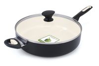 GreenPan Rio 5QT Ceramic Non-Stick Covered Skillet with Helper Handle, Black - CW000058-003