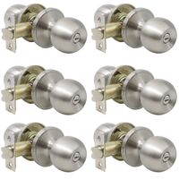 Probrico Privacy Interior Door Knobs Bed and Bath Handle Levers Keyless Brushed Nickel Lockset 6 Pack