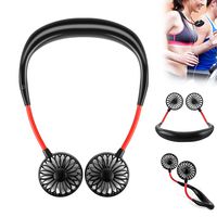 YIWEI Hand Free Personal Fan Portable Sports Neck Hanging Fan USB Rechargeable 2000mAh 3 Speeds Mini Desk Cooling Fan with Dual Wind Head for Traveling Outdoor Office Room