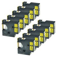 GREENCYCLE Replacement Label Tape Compatible for DYMO D1 Standard Self-Adhesive Polyester 45018 S0720580 Black on Yellow 12mm Label Maker (10pack,A45018)