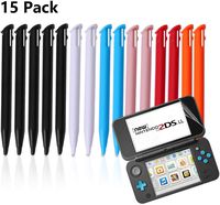 Yizerel Stylus Pen for new 2DS XL, 15 Pcs Colorful Plastic Replacement Touch Screen Stylus Set Compatible with Nintendo new 2DS LL with HD Crystal Clear PET Films (Black White Pink Blue Red Orange)