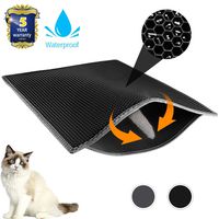 Waretary Professional Cat Litter Mat, XL Jumbo 30" x 24", Honeycomb Double Layer Waterproof Urine Proof Trapping Mat for Litter Boxes, Large Size Easy Clean Scatter Control (Black)