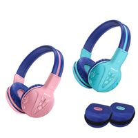 2 Pack of SIMOLIO Wireless Bluetooth Kids Headphone with Hard Case,Wireless Kids Safe Headphone Volume Limited, Wireless Headphones for Girls,Boys,Over-Ear Kids Headphone for School,Travel (Mint,Pink)
