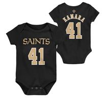 OuterStuff NFL Newborn Infants Team Color Name and Number Bodysuit Creeper (24 Months, Alvin Kamara New Orleans Saints Home Black)