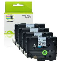 NineLeaf 4PK Extra Strength Black on White 24mm 1''/0.94'' Label Tape Compatible for Brother TZeS251 TZe-S251 TZ-S251 TZS251 P-Touch PT-D600 Label Maker