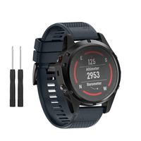 HSWAI Compatible BandsReplacement for Garmin Fenix 5X/Fenix 5X Plus/Fenix 3/Fenix 3 HR，26mm Width Soft Silicone Watch Strap with Black Metal Buckle for Women & Men(Slate)