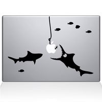 The Decal Guru Shark Party Under The Sea MacBook Decal Vinyl Sticker - 13" MacBook Air - Black (0192-MAC-13A-BLA)