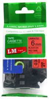 LM Tapes - Brother PT-1880 Label Printer 6mm Black on Red Compatible TZe P-touch Tape (1/4" 0.23 Laminated) for Brother Model PT1880 Label Maker