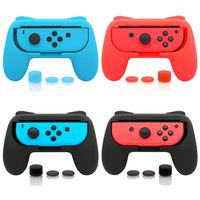 4 Pack FastSnail Joy-Con Grip Kit for Nintendo Switch, Wear-Resistant Joy-con Grip Controller for Switch with 12 Thumb Grip Caps (Black Blue and Red) (Renewed)