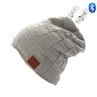 Zonman Bluetooth Beanie Hat Wireless 4.2 Hands-Free Knit Music Cap with HD Stereo Speaker Headphone Mic Rechargeable USB for Winter Fitness Outdoor Sports (Z02-Gray)