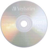 Verbatim 4.7 GB 2x ReWritable Disc DVD-RW, 10-Disc Jewel Case 94918