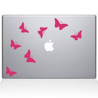 The Decal Guru 1029-MAC-12M-BG Butterflies Decal Vinyl Sticker, 12" Macbook, Pink