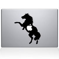 The Decal Guru 0158-MAC-12M-BLA Bucking Horse Vinyl Sticker, 12" Macbook, Black