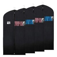 Syeeiex Suit Storage Garment Bags - Travel 50-inch Coat Protector Bag with Clear Window and ID Card Holder for Suit, Long Jacket, Dresses, Set of 4